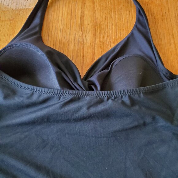 Garnet Hill Swim Halter PaddedTakini Black Size 10 - Picture 9 of 13
